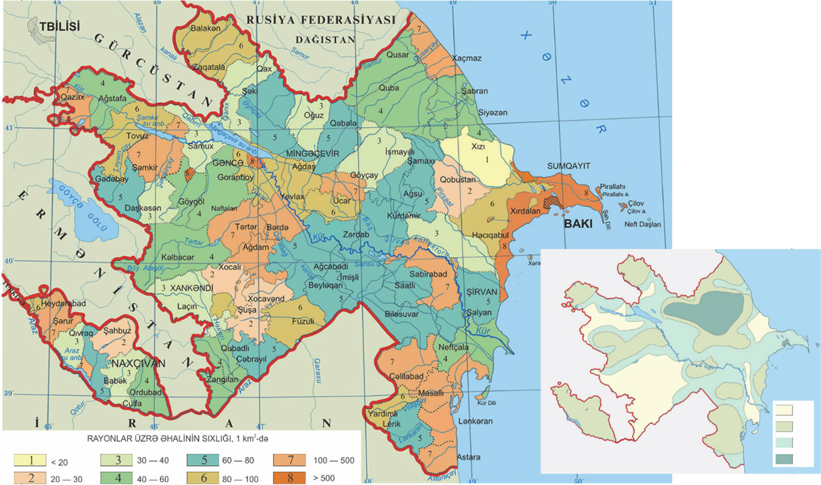 Карта Азербайджана по районам и городам