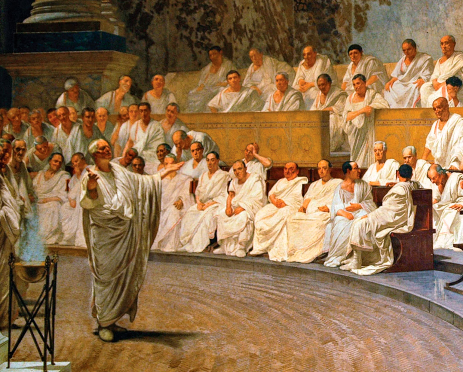 Собрание граждан рима. Чезаре Маккари (1888) заседание Римского Сената. Римский Сенат картина. Картина оратор Цицерон.